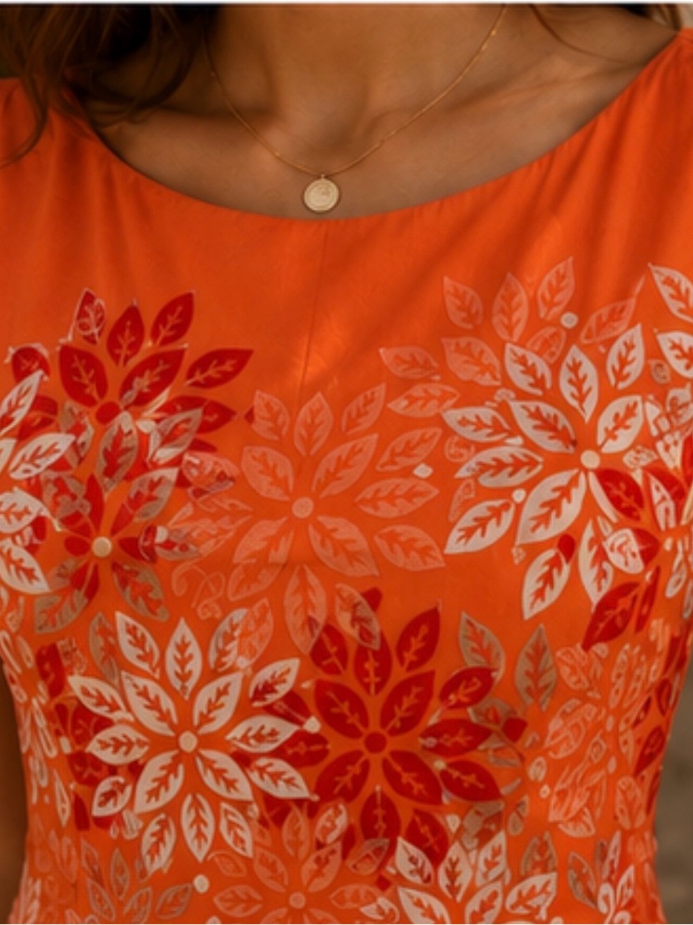 Pendleton Bright Orange Floral Midi Dress 4 - Picture 2 of 9